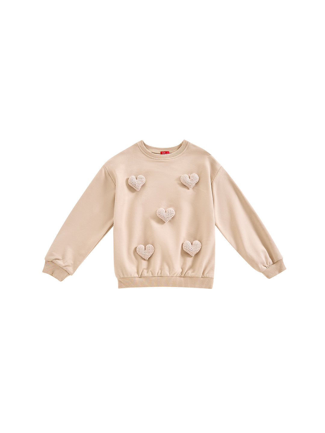 Crochet 3D Heart Sweat Top - Med. Beige