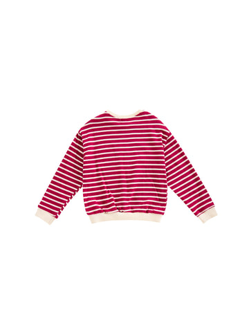 Striped Sweat Top - Raspberry/White