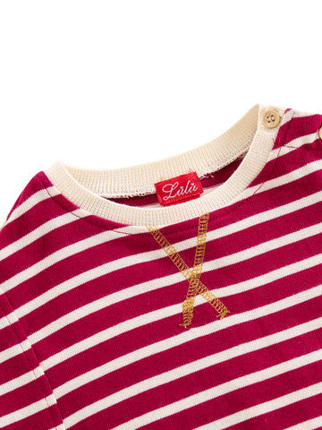 Striped Sweat Top - Raspberry/White