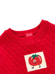 Quilted Tomato Print Top