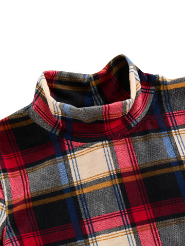 Plaid Mock Neck T-shirt