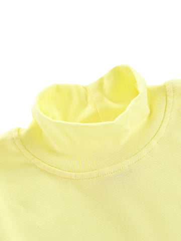 Solid Mock Neck T-shirt - Baby Yellow