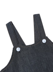 Denim Topstitched Overall - Black