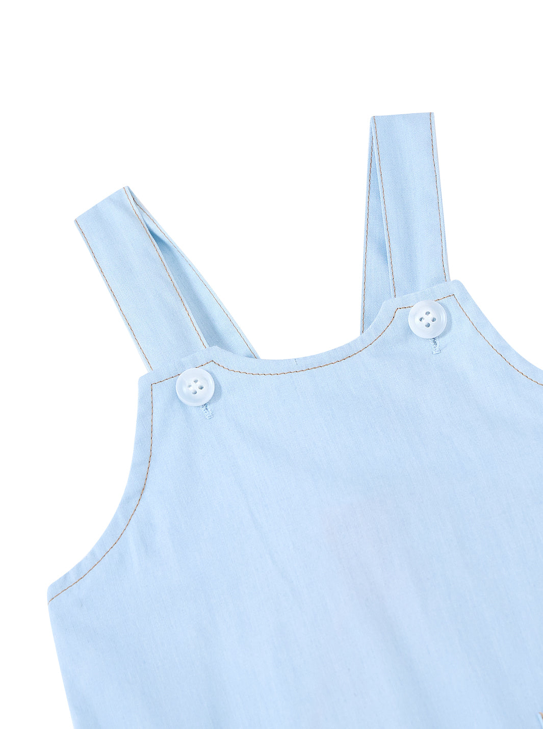 Denim Topstitched Overall - Pale Blue