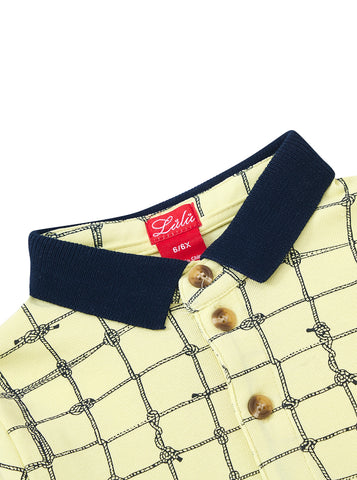 Nautical Print Polo - Baby Yellow