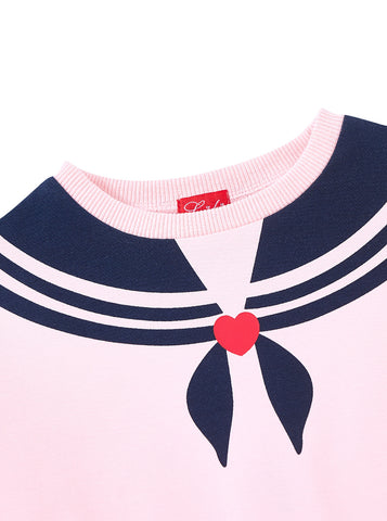 Sailor Print Top - Blush Pink