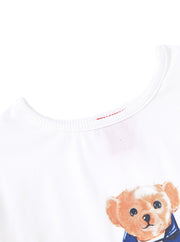 Bear Print Short Sleeve T-shirt -  White