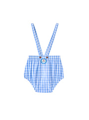 Gingham Patch Romper - Blue