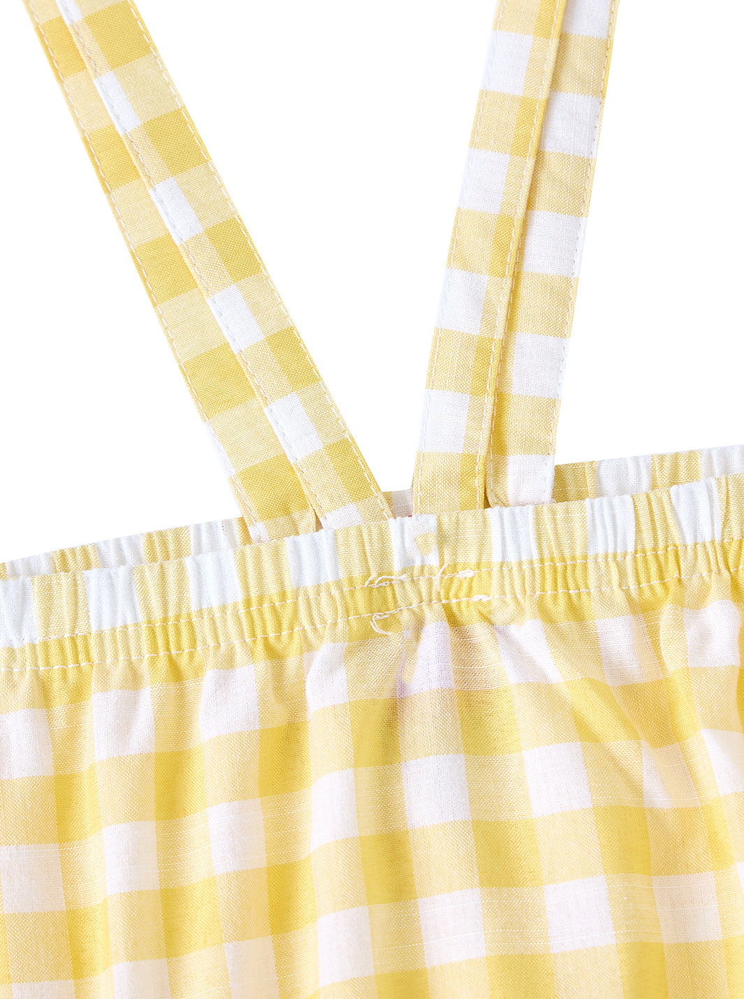 Gingham Patch Romper - Yellow