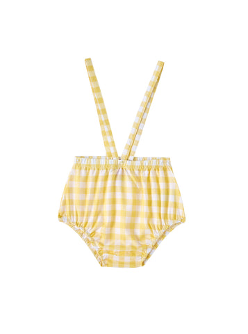 Gingham Patch Romper - Yellow