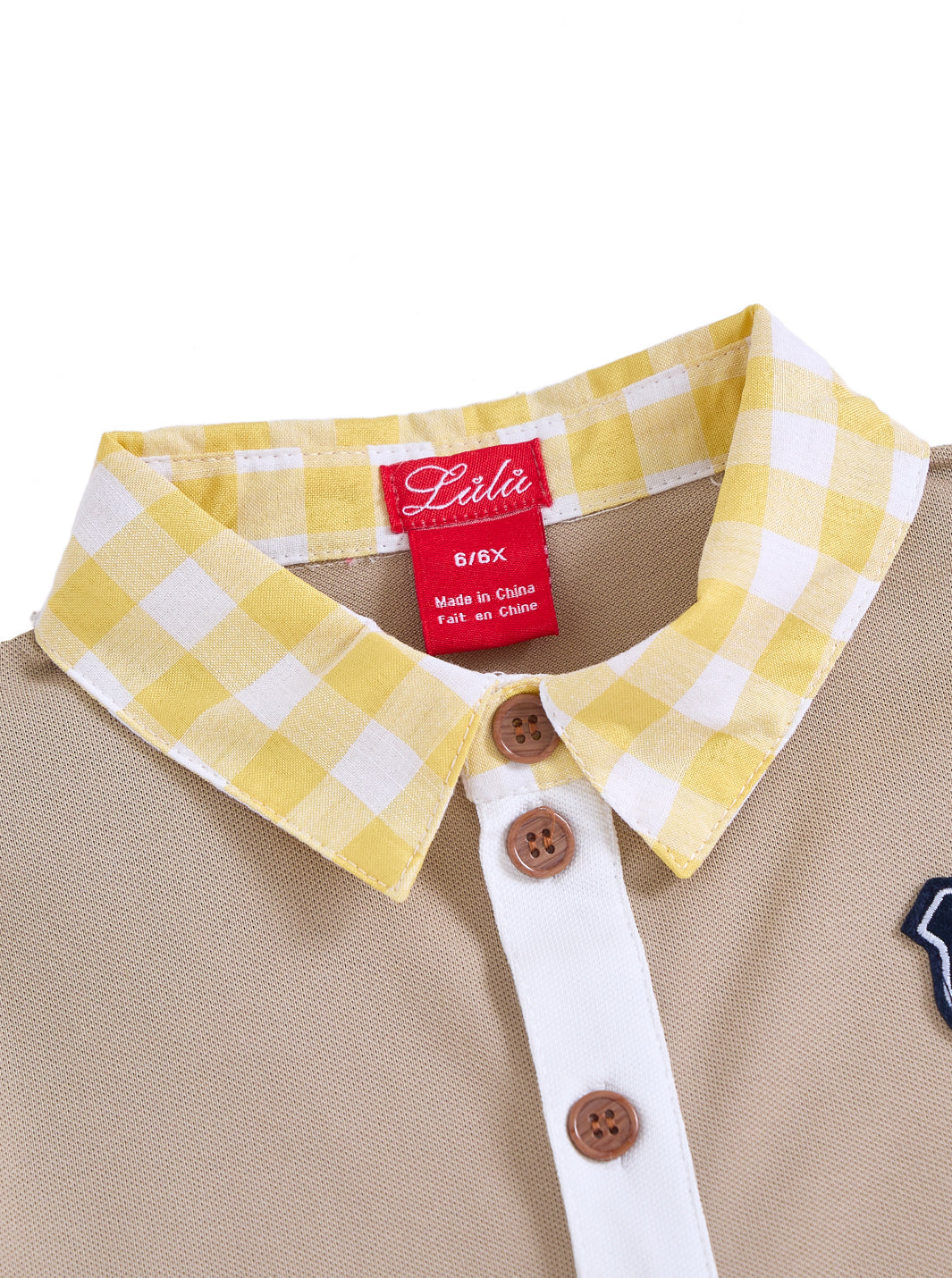 Gingham Collar Polo - Beige