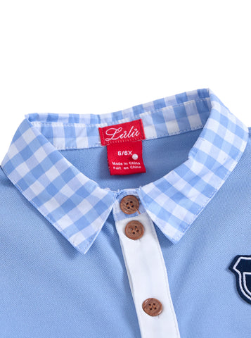 Gingham Collar Polo - Blue