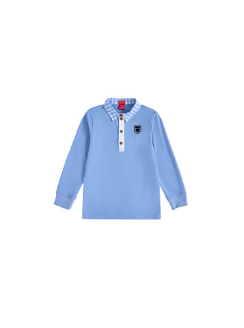 Gingham Collar Polo - Blue