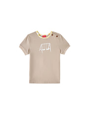 Gingham Print T-Shirt - Beige