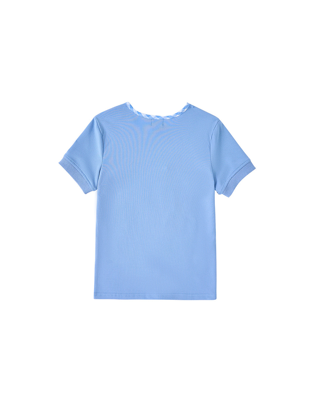 Gingham Print T-Shirt - Blue