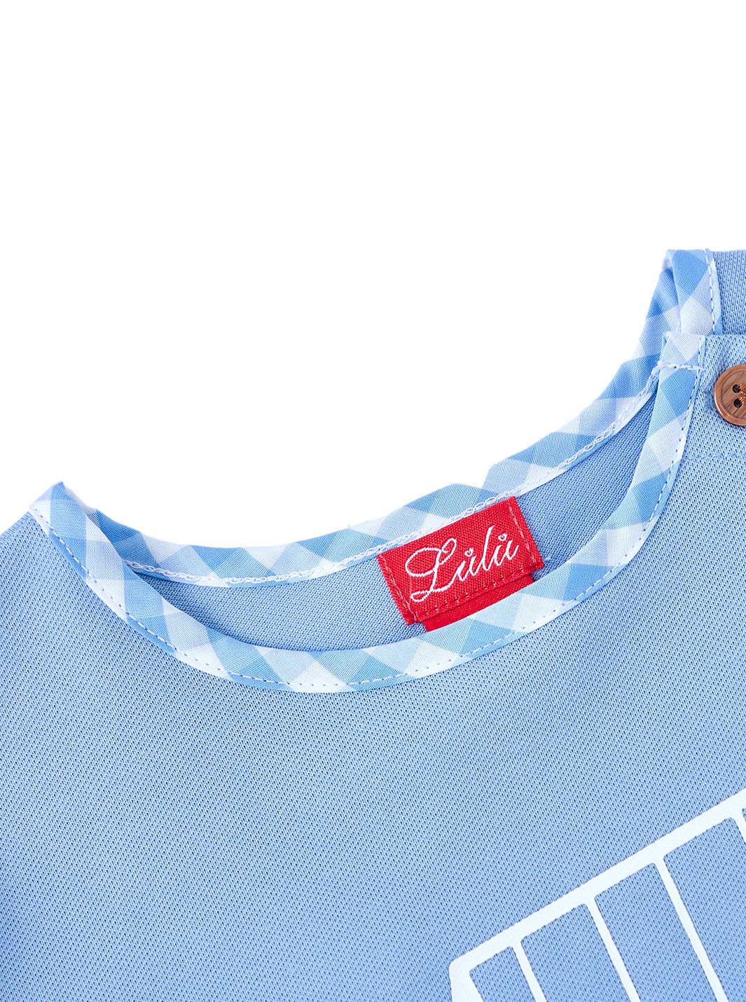 Gingham Print T-Shirt - Blue