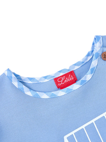 Gingham Print T-Shirt - Blue