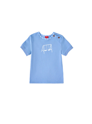 Gingham Print T-Shirt - Blue