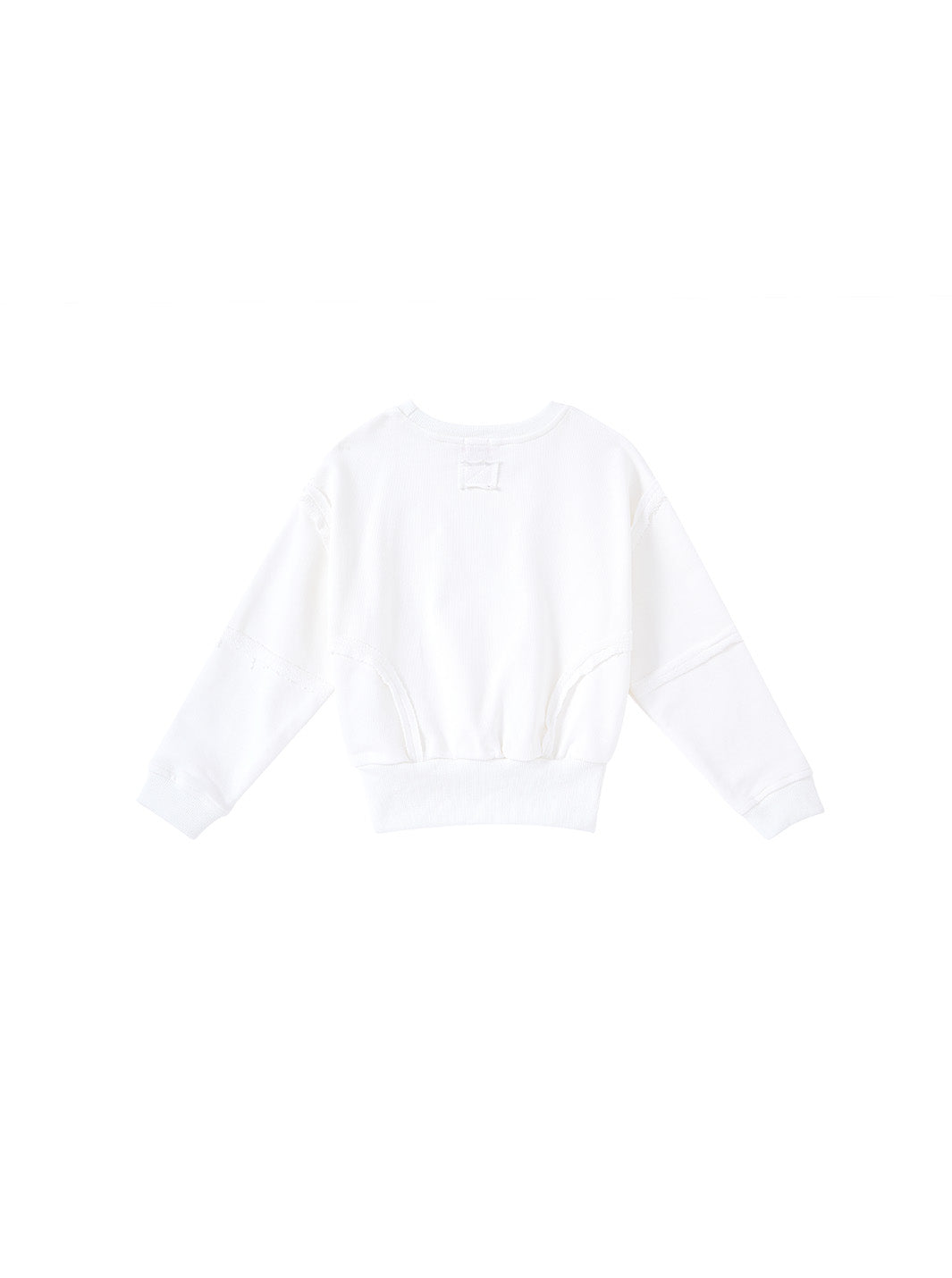 Raw Edge Crop Length Top - White