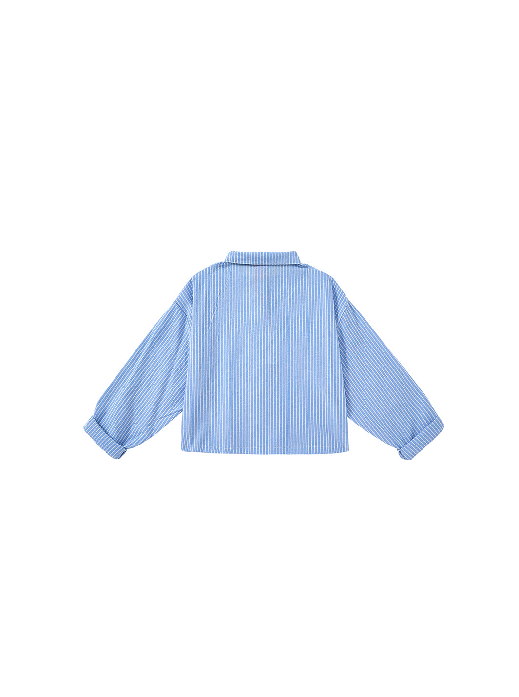 Embroidery Crop Length Shirt - Blue Stripe