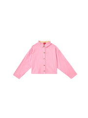 Embroidery Crop Length Shirt - Pink Stripe