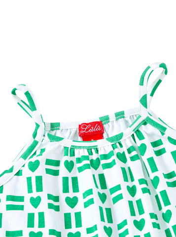 All Over Heart Print Jumper - White/Green