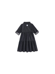 Denim Trim Dress - Black Denim