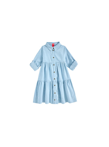 Denim Trim Dress - Pale Blue Denim