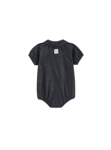 Baby Denim Trim Romper - Black Denim