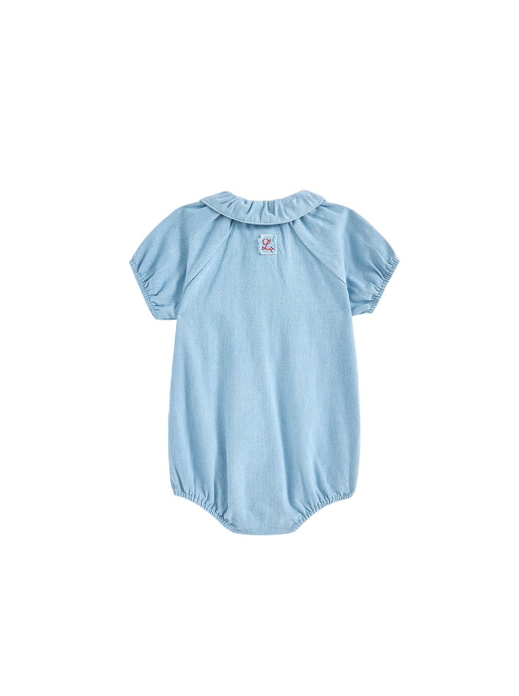 Baby Denim Trim Romper - Pale Blue Denim