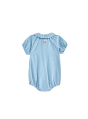 Baby Denim Trim Romper - Pale Blue Denim