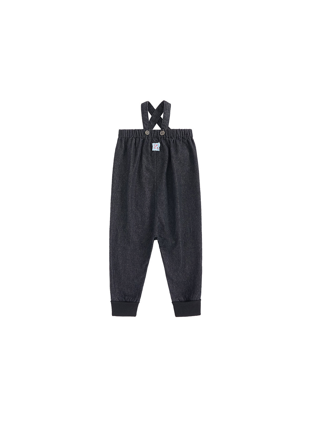 Denim Rib Cuff Trim Overall - Black Denim