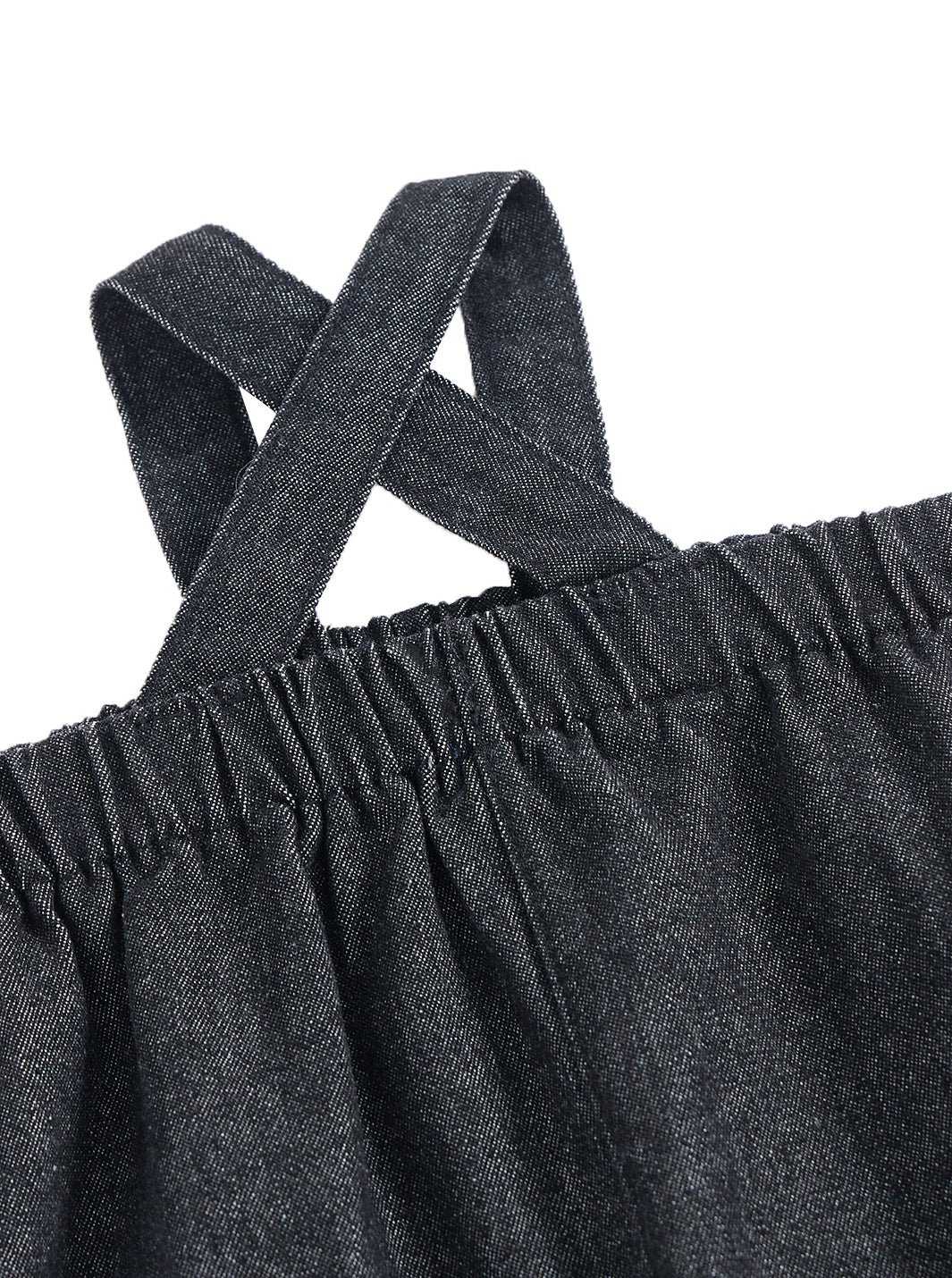 Denim Rib Cuff Trim Overall - Black Denim