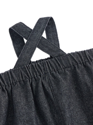 Denim Rib Cuff Trim Overall - Black Denim