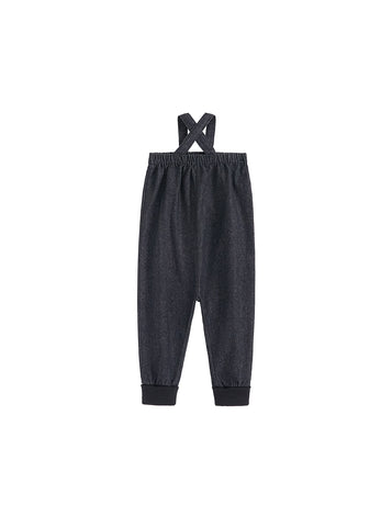Denim Rib Cuff Trim Overall - Black Denim