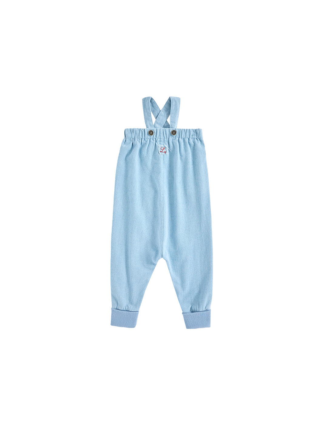 Denim Rib Cuff Trim Overall - Pale Blue Denim