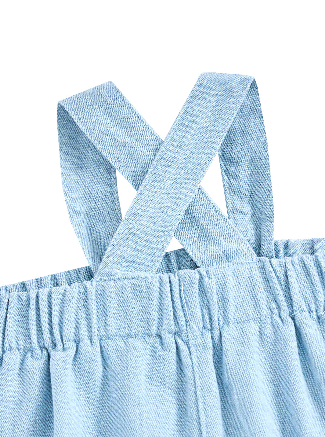 Denim Rib Cuff Trim Overall - Pale Blue Denim