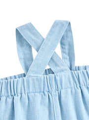 Denim Rib Cuff Trim Overall - Pale Blue Denim