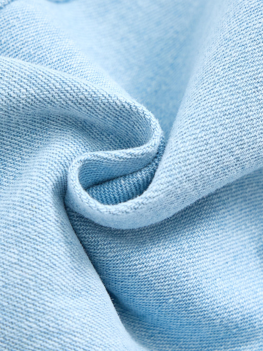Denim Rib Cuff Trim Overall - Pale Blue Denim