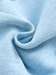 Denim Rib Cuff Trim Overall - Pale Blue Denim