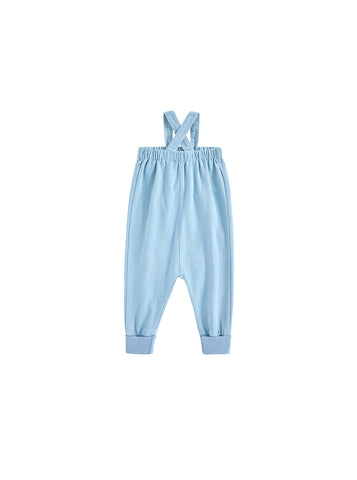 Denim Rib Cuff Trim Overall - Pale Blue Denim