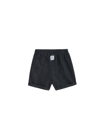 Denim Short Trim Pants - Black Denim