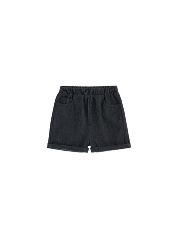 Denim Short Trim Pants - Black Denim