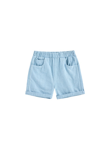 Denim Short Trim Pants - Pale Blue Denim