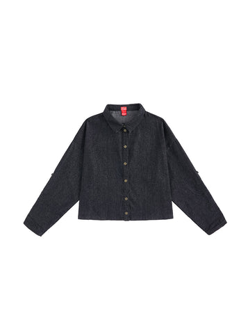 Denim Pocket Trim Shirt - Black Denim