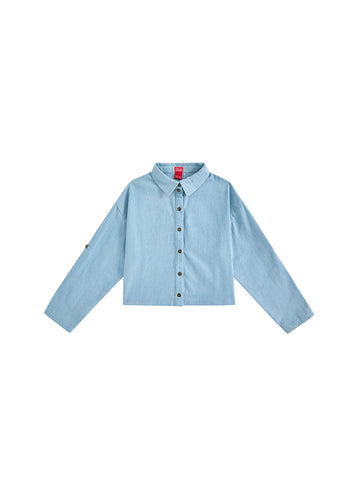 Denim Pocket Trim Shirt - Pale Blue Denim