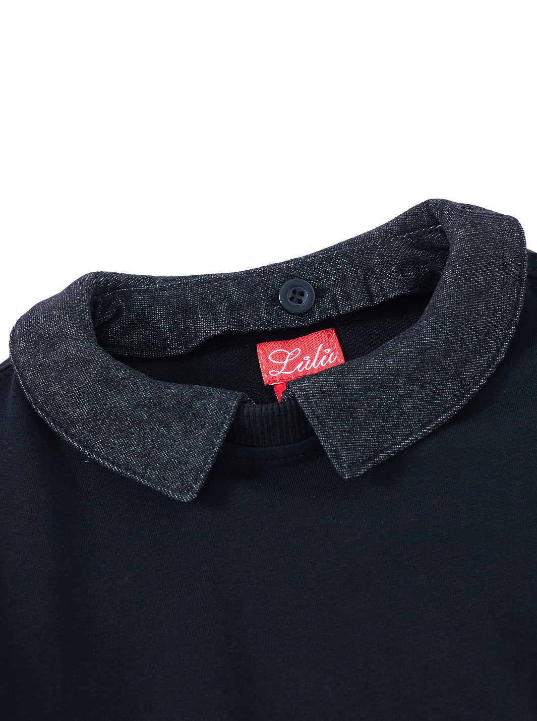 Detachable Denim Collar Top - Black Denim