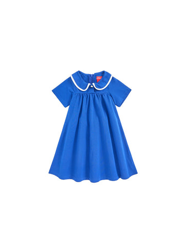 Collar Binding Dress - Deep Royal blue