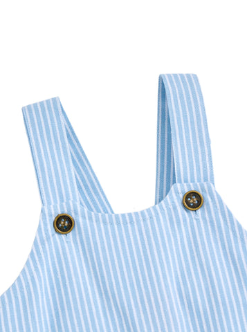 Denim Stripe Short Leg Romper - Lt. Blue