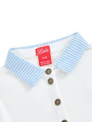 Trim Long Sleeve Polo - White